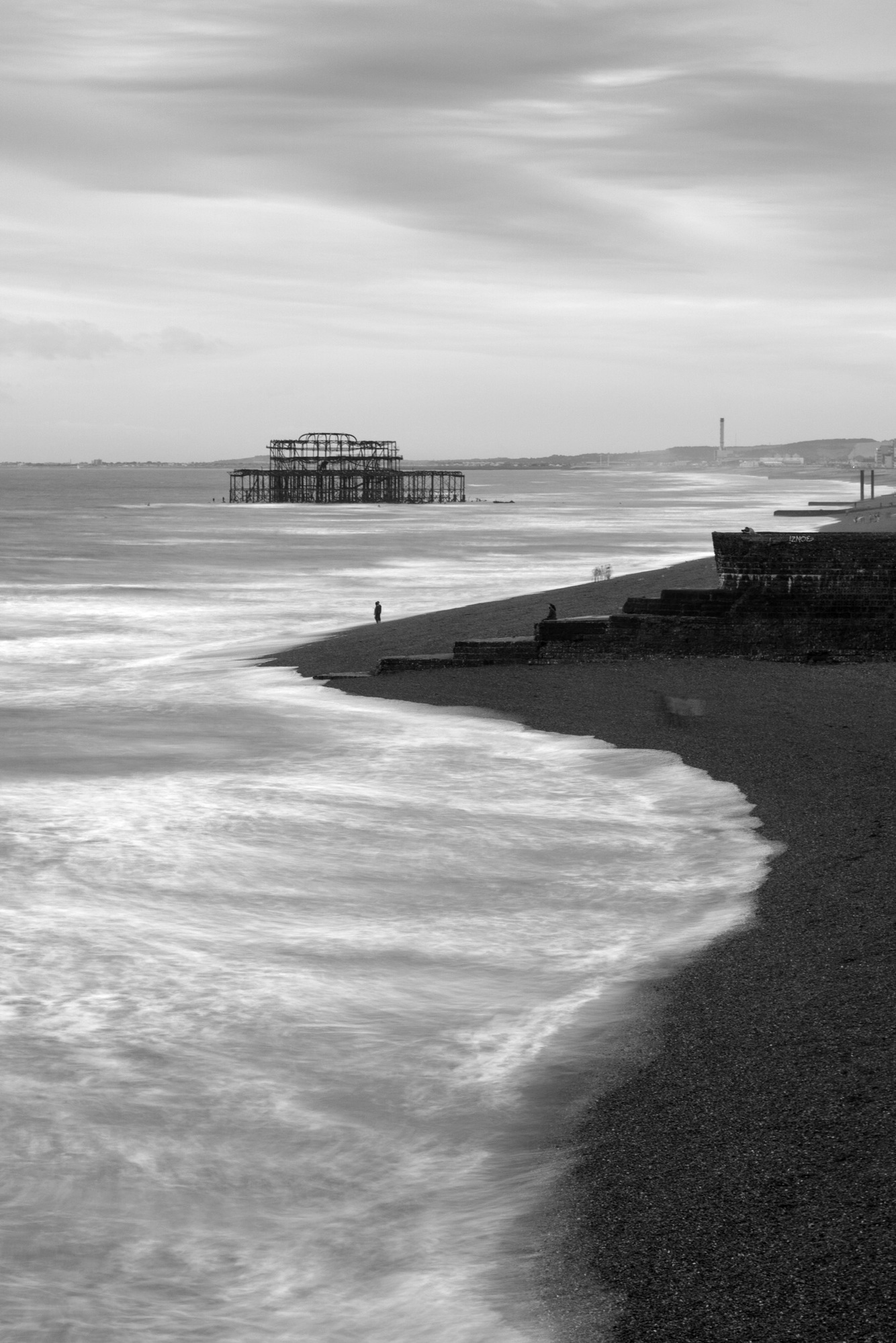 Brighton ancien pier black and white bw